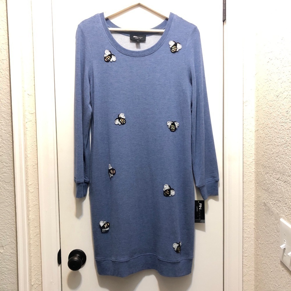 Beaded Bee Soft Blue Sweater Dress Small - Picture 10 of 10